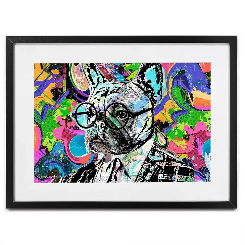 Psychedelic Frenchie Framed Art Print Psychedelic Frenchie Framed Art Print wall art product ARTEMENKO VALENTYN / Shutterstock