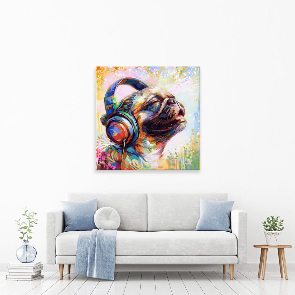 Pug's Beat Bliss Canvas Print wall art product Leon Devenice