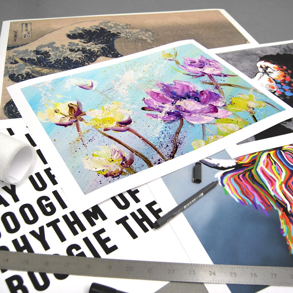 Purple And Yellow Floral Art Print wall art product / Shutterstock