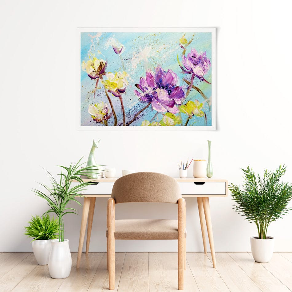 Purple And Yellow Floral Art Print wall art product / Shutterstock