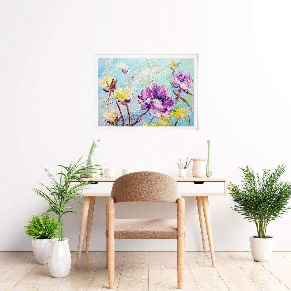 Purple And Yellow Floral Art Print wall art product / Shutterstock