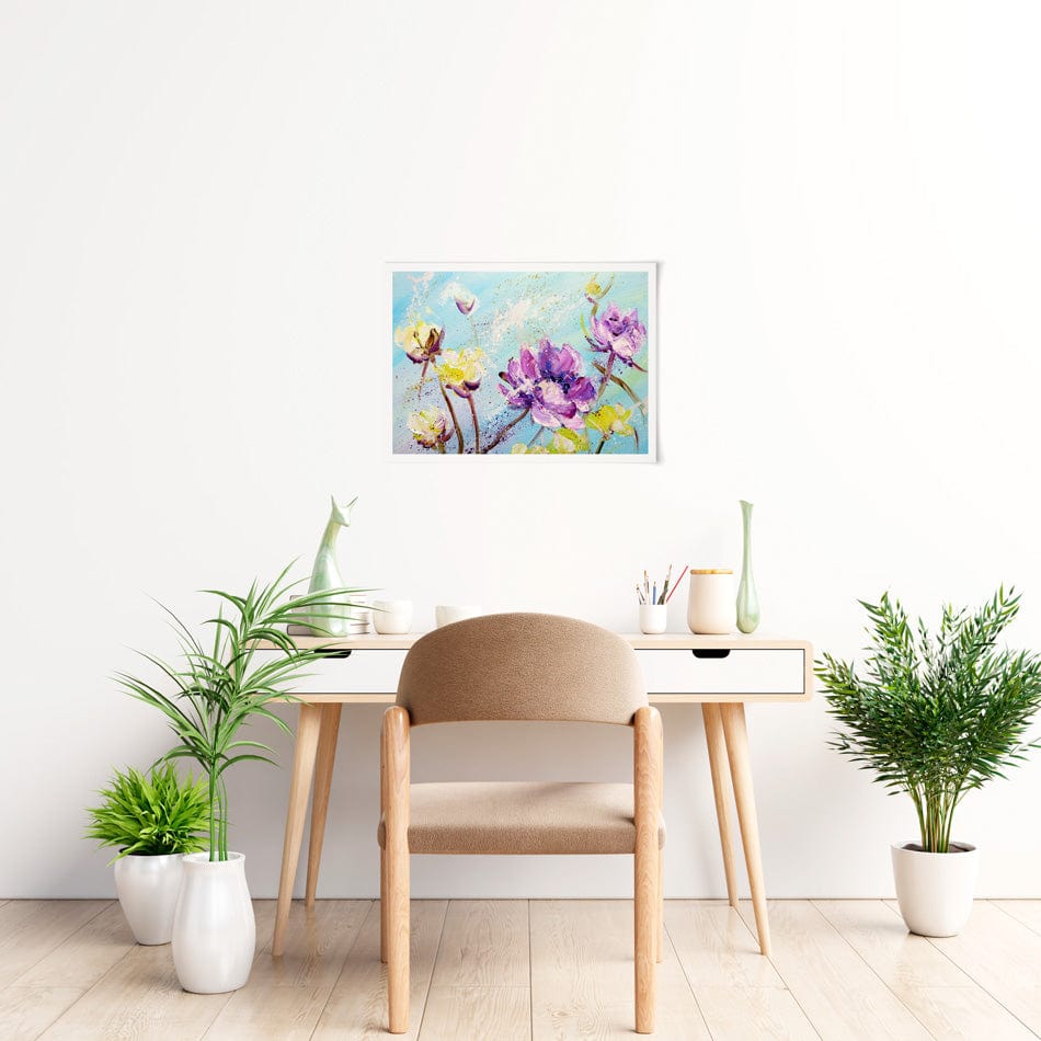 Purple And Yellow Floral Art Print wall art product / Shutterstock
