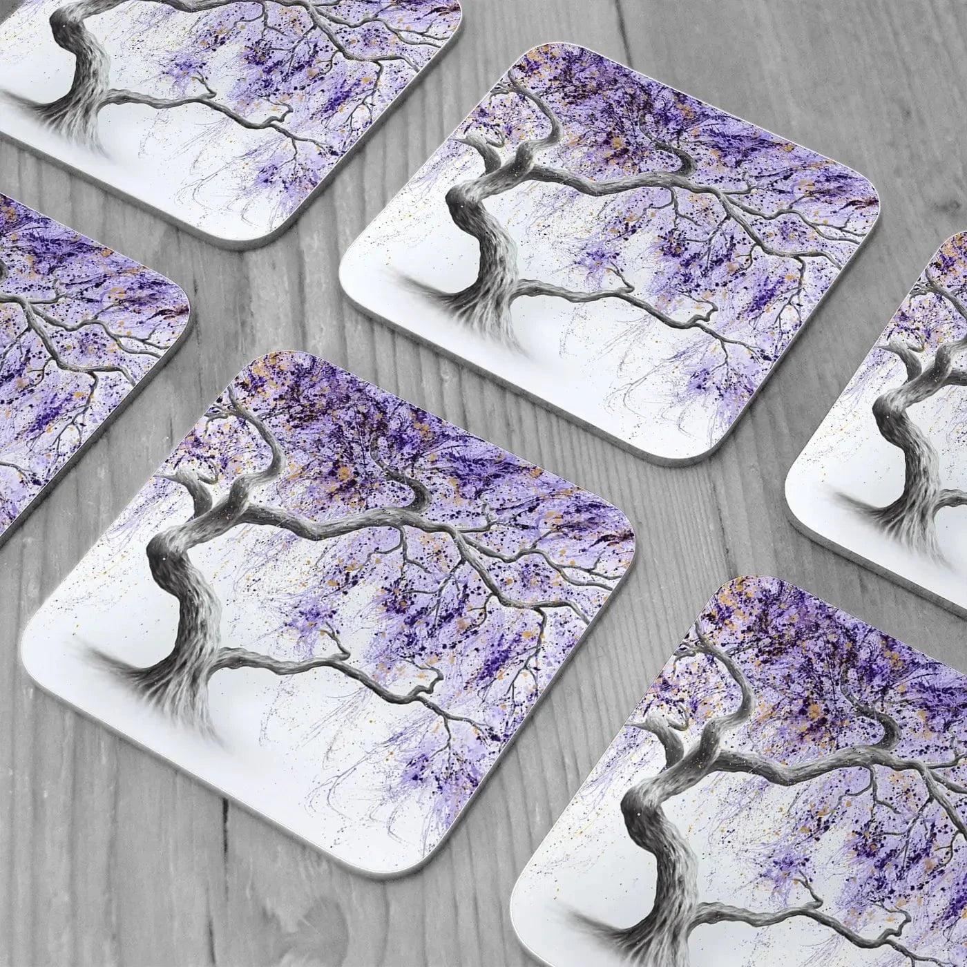 Purple Prosperity Coaster Set Rainbow Soul Tree Coaster Set | Rainbow Soul Tree Art Coasters wall art product Ashvin Harrison