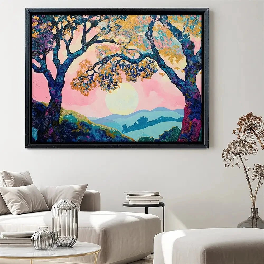 Purple Trees Pink Sunset Canvas Print Purple Trees Pink Sunset Canvas Print wall art product Gina Kelly - Independent
