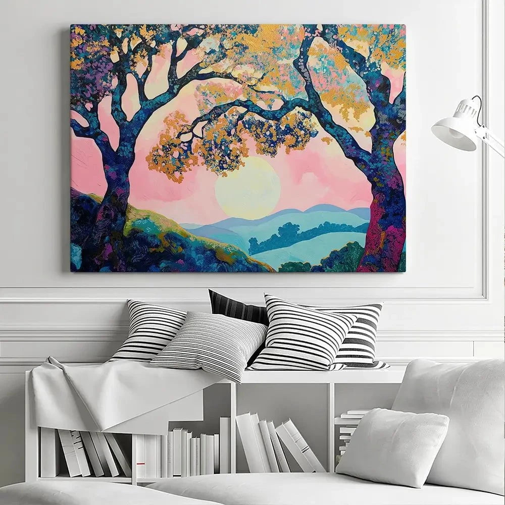 Purple Trees Pink Sunset Canvas Print Purple Trees Pink Sunset Canvas Print wall art product Gina Kelly - Independent