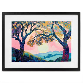 Purple Trees Pink Sunset Framed Art Print Purple Trees Pink Sunset Framed Art Print wall art product Gina Kelly - Independent