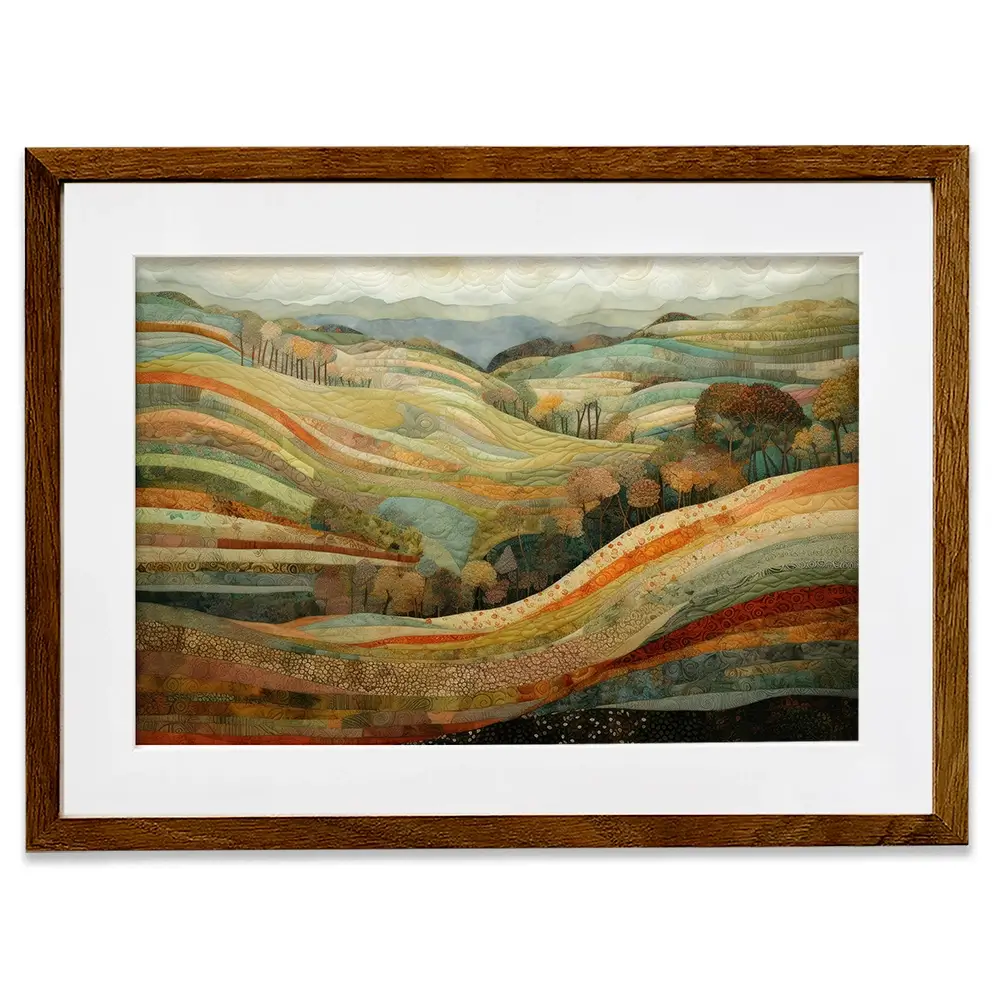 Quilted Autumn Landscape Framed Art Print Quilted Autumn Landscape Framed Art Print wall art product RileyB - Independent