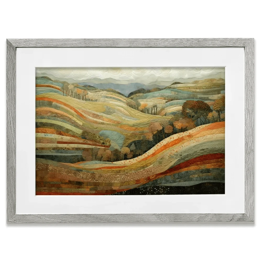 Quilted Autumn Landscape Framed Art Print Quilted Autumn Landscape Framed Art Print wall art product RileyB - Independent