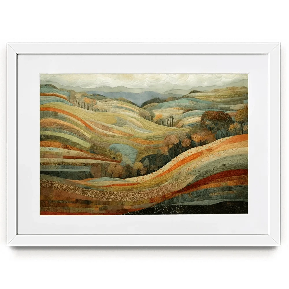 Quilted Autumn Landscape Framed Art Print Quilted Autumn Landscape Framed Art Print wall art product RileyB - Independent