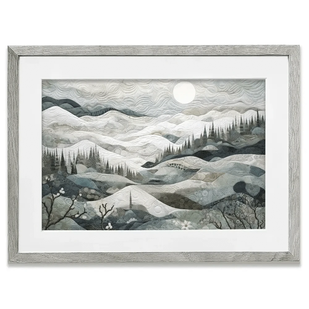 Quilted Winter Landscape 1 Framed Art Print Quilted Winter Landscape 1 Framed Art Print wall art product RileyB - Independent