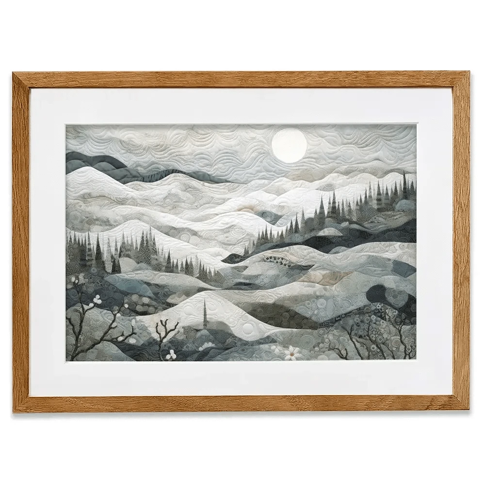 Quilted Winter Landscape 1 Framed Art Print Quilted Winter Landscape 1 Framed Art Print wall art product RileyB - Independent