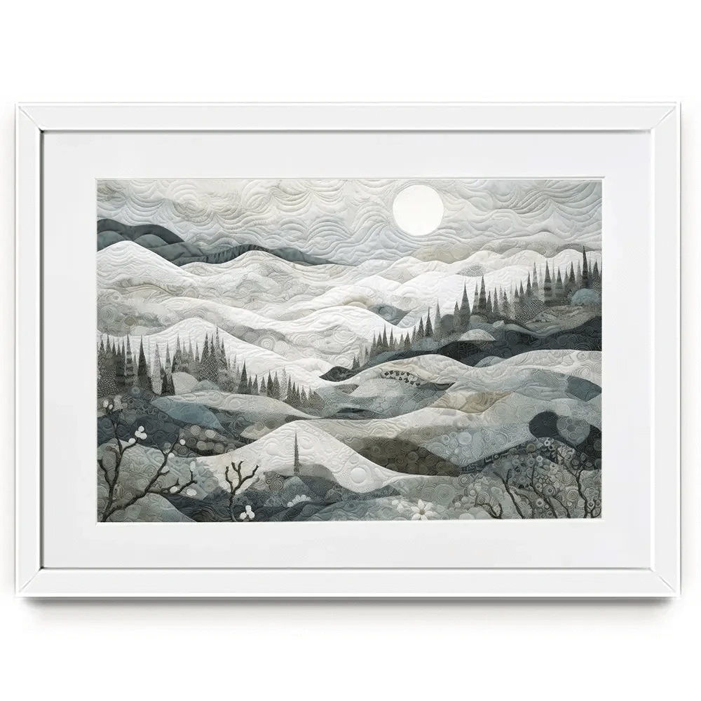 Quilted Winter Landscape 1 Framed Art Print Quilted Winter Landscape 1 Framed Art Print wall art product RileyB - Independent