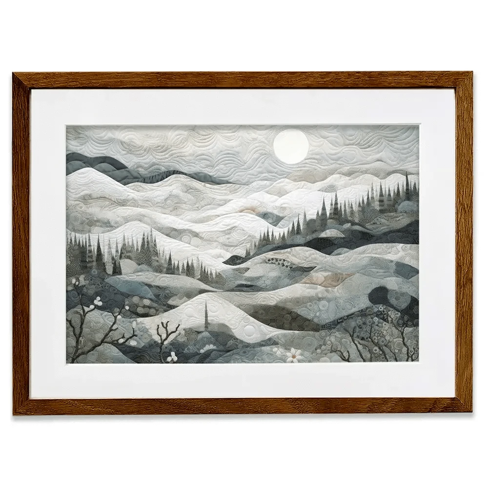 Quilted Winter Landscape 1 Framed Art Print Quilted Winter Landscape 1 Framed Art Print wall art product RileyB - Independent