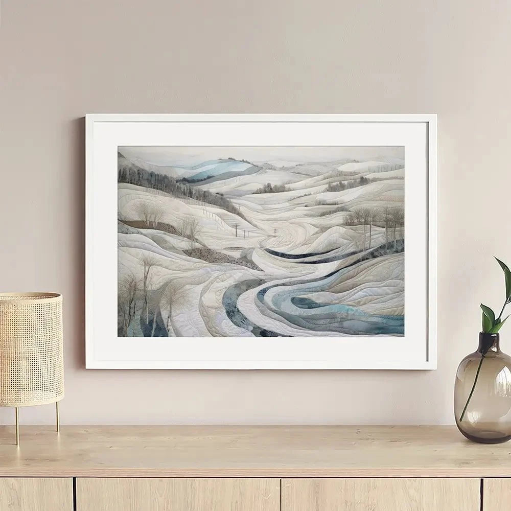 Quilted Winter Landscape 2 Framed Art Print Quilted Winter Landscape 2 Framed Art Print wall art product RileyB - Independent