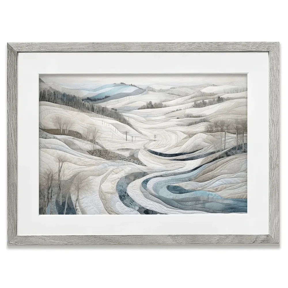 Quilted Winter Landscape 2 Framed Art Print Quilted Winter Landscape 2 Framed Art Print wall art product RileyB - Independent