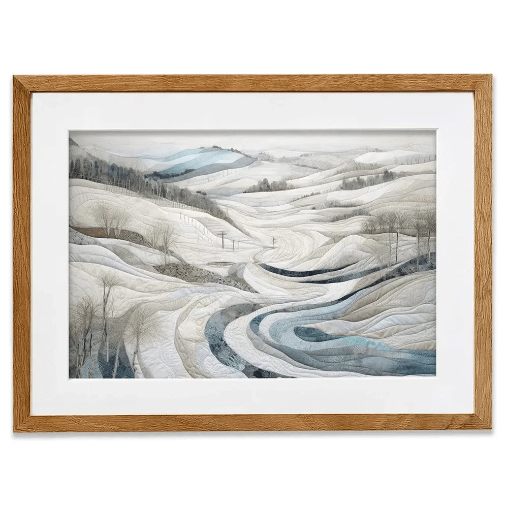 Quilted Winter Landscape 2 Framed Art Print Quilted Winter Landscape 2 Framed Art Print wall art product RileyB - Independent