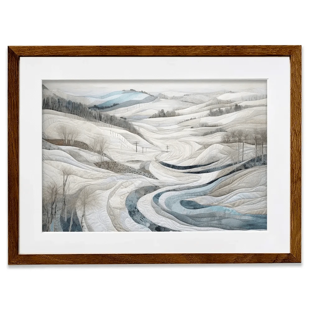 Quilted Winter Landscape 2 Framed Art Print Quilted Winter Landscape 2 Framed Art Print wall art product RileyB - Independent