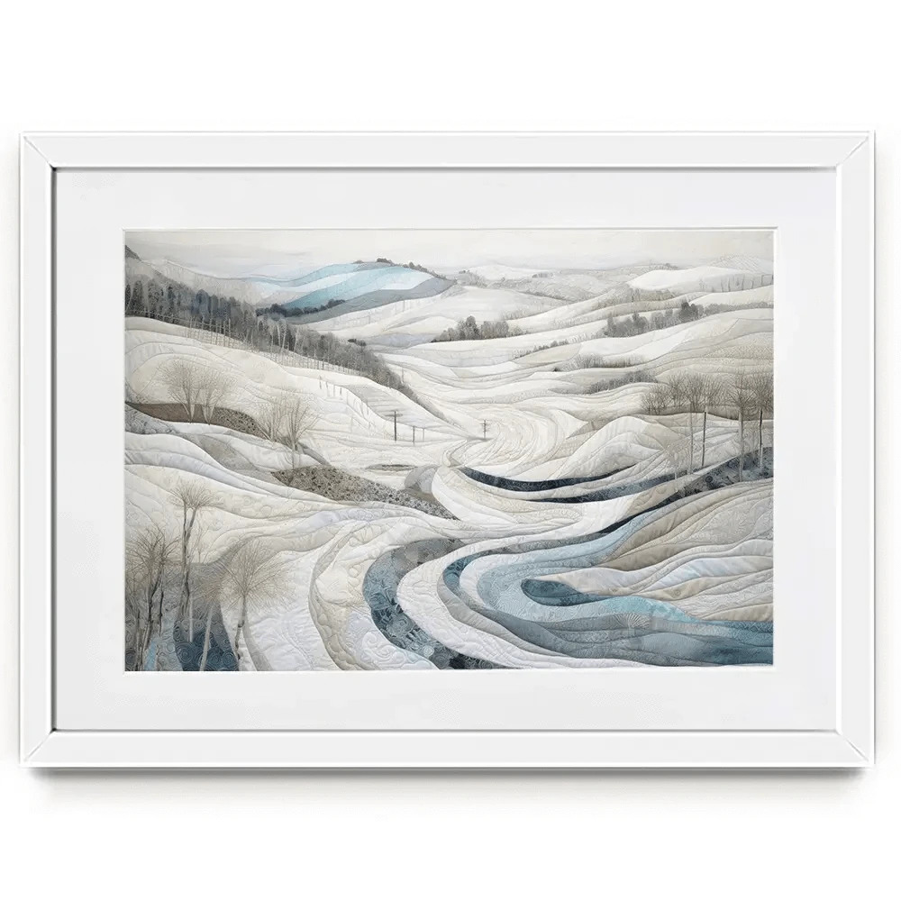 Quilted Winter Landscape 2 Framed Art Print Quilted Winter Landscape 2 Framed Art Print wall art product RileyB - Independent