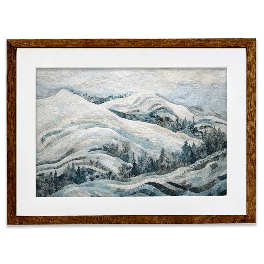 Quilted Winter Landscape 3 Framed Art Print Quilted Winter Landscape 3 Framed Art Print wall art product RileyB - Independent