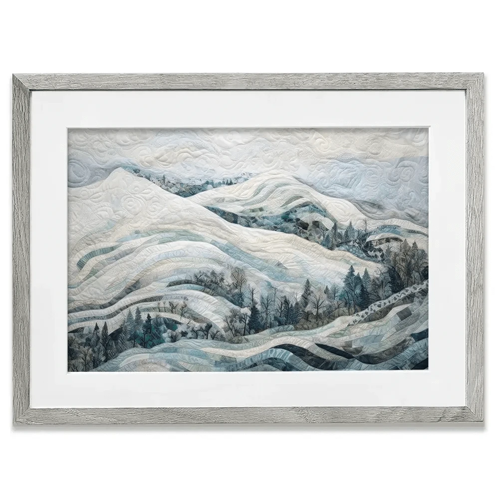 Quilted Winter Landscape 3 Framed Art Print Quilted Winter Landscape 3 Framed Art Print wall art product RileyB - Independent