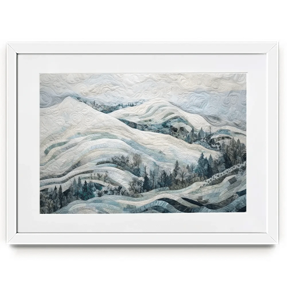 Quilted Winter Landscape 3 Framed Art Print Quilted Winter Landscape 3 Framed Art Print wall art product RileyB - Independent