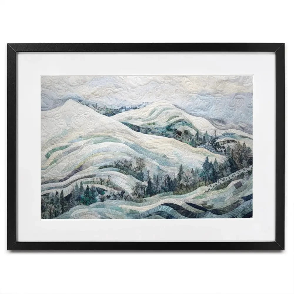 Quilted Winter Landscape 3 Framed Art Print Quilted Winter Landscape 3 Framed Art Print wall art product RileyB - Independent