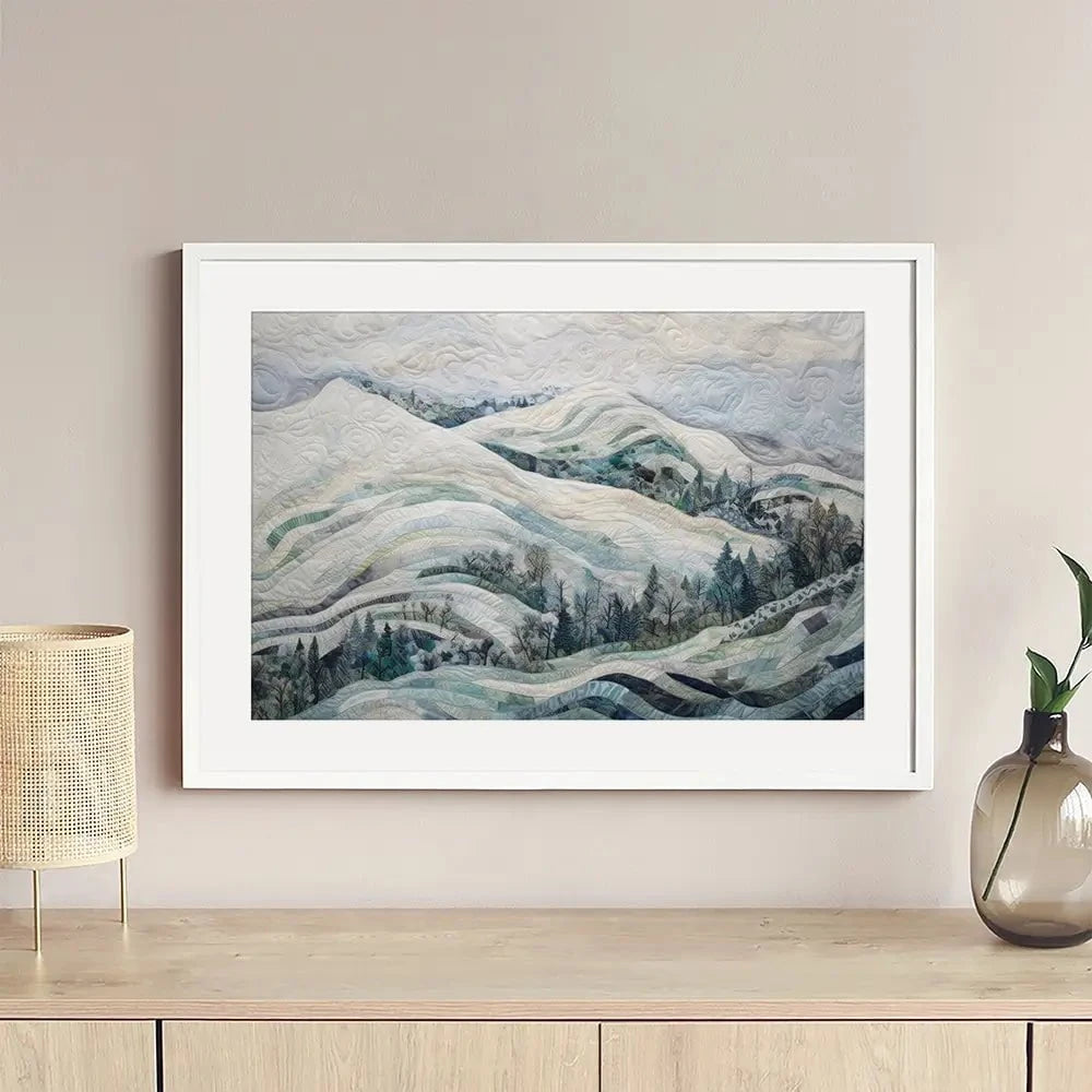 Quilted Winter Landscape 3 Framed Art Print Quilted Winter Landscape 3 Framed Art Print wall art product RileyB - Independent