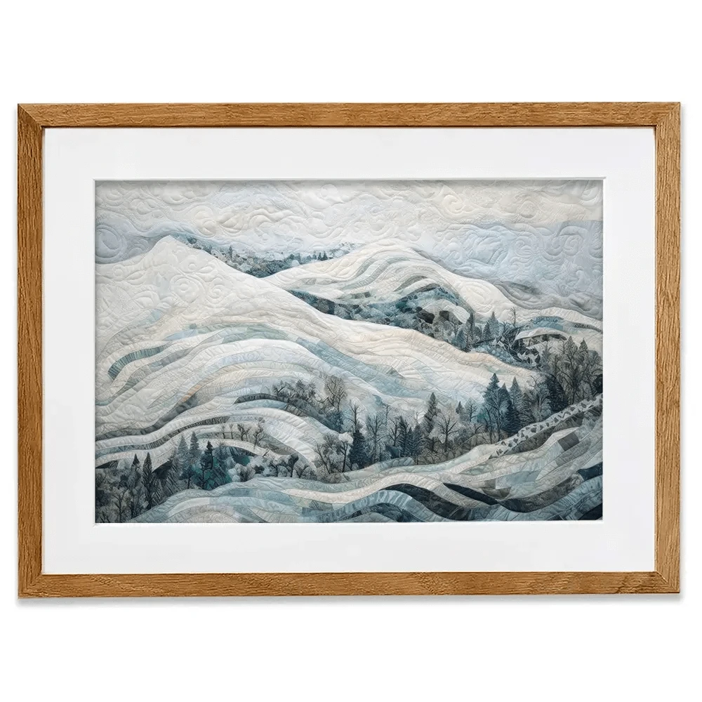 Quilted Winter Landscape 3 Framed Art Print Quilted Winter Landscape 3 Framed Art Print wall art product RileyB - Independent
