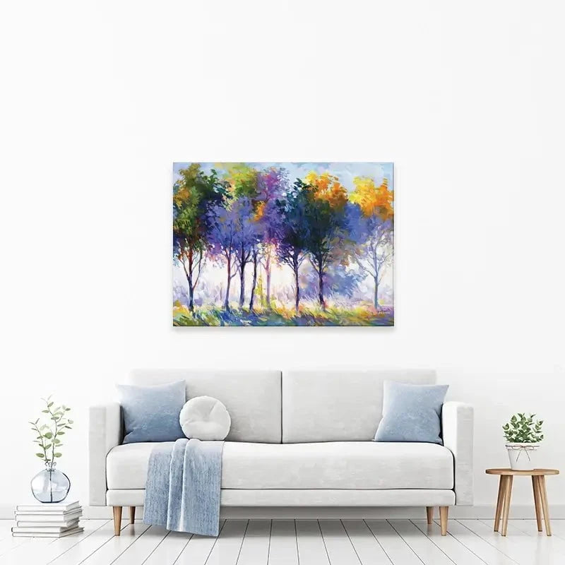 Radiant Trees In The Glowing Morning Canvas Print Radiant Trees In The Glowing Morning Canvas Print wall art product Leon Devenice