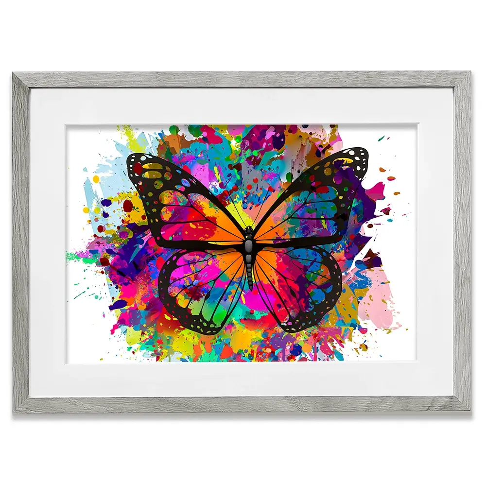 Rainbow Butterfly Paint Splash Framed Art Print Rainbow Butterfly Paint Splash Framed Art Print wall art product ARTEMENKO VALENTYN / Shutterstock
