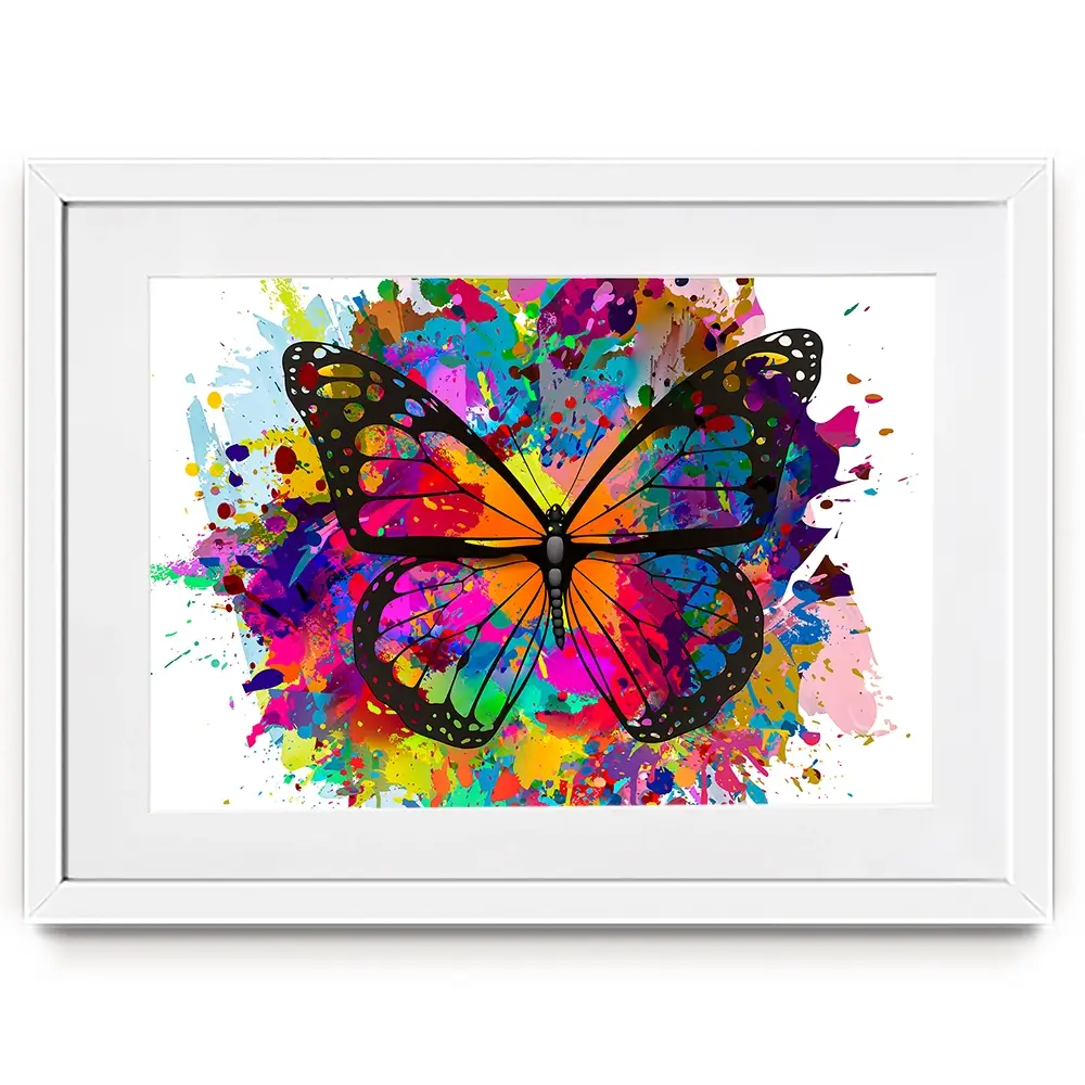 Rainbow Butterfly Paint Splash Framed Art Print Rainbow Butterfly Paint Splash Framed Art Print wall art product ARTEMENKO VALENTYN / Shutterstock
