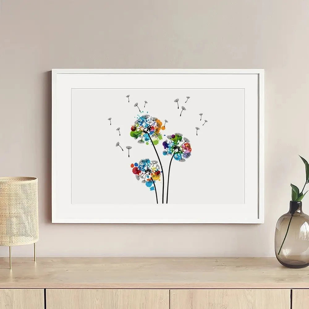 Rainbow Dandelion Landscape Framed Art Print Rainbow Dandelion Landscape Framed Art Print wall art product KsanaGraphica / Shutterstock