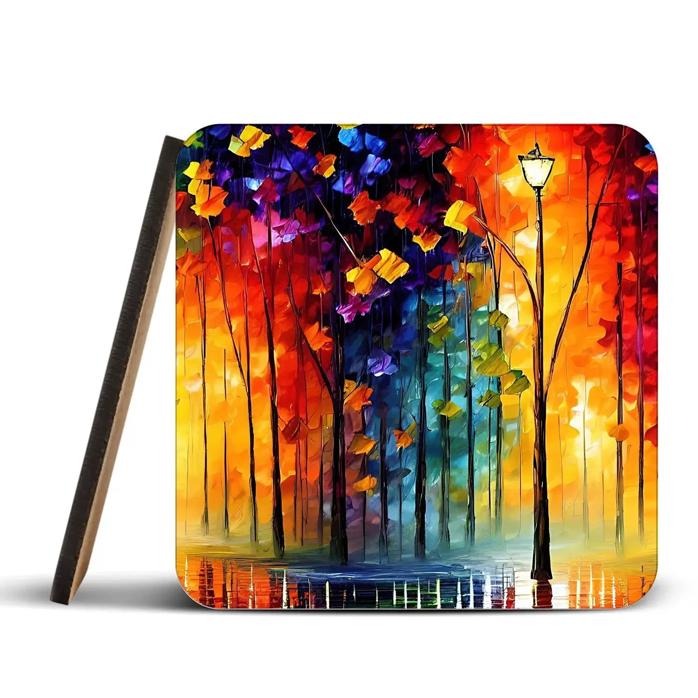 Rainbow Glow Nights Coaster Set Rainbow Soul Tree Coaster Set | Rainbow Soul Tree Art Coasters wall art product Kolokolchi / Shutterstock