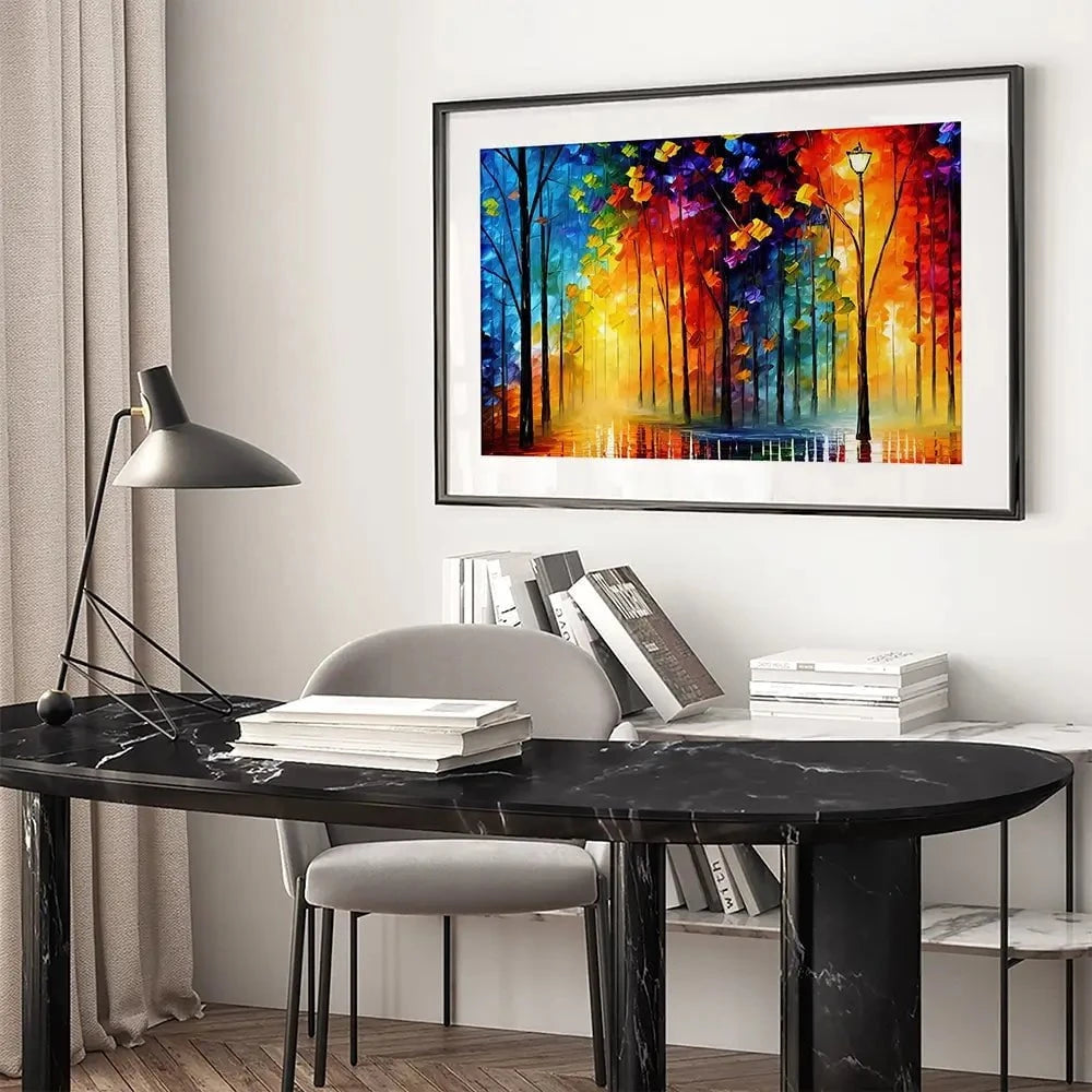 Rainbow Glow Nights Framed Art Print Rainbow Glow Nights Framed Art Print wall art product Kolokolchi / Shutterstock