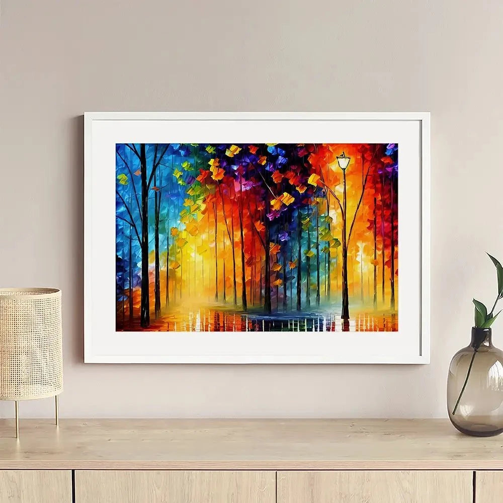 Rainbow Glow Nights Framed Art Print Rainbow Glow Nights Framed Art Print wall art product Kolokolchi / Shutterstock