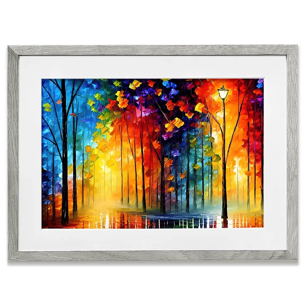 Rainbow Glow Nights Framed Art Print Rainbow Glow Nights Framed Art Print wall art product Kolokolchi / Shutterstock