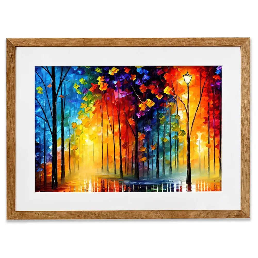 Rainbow Glow Nights Framed Art Print Rainbow Glow Nights Framed Art Print wall art product Kolokolchi / Shutterstock