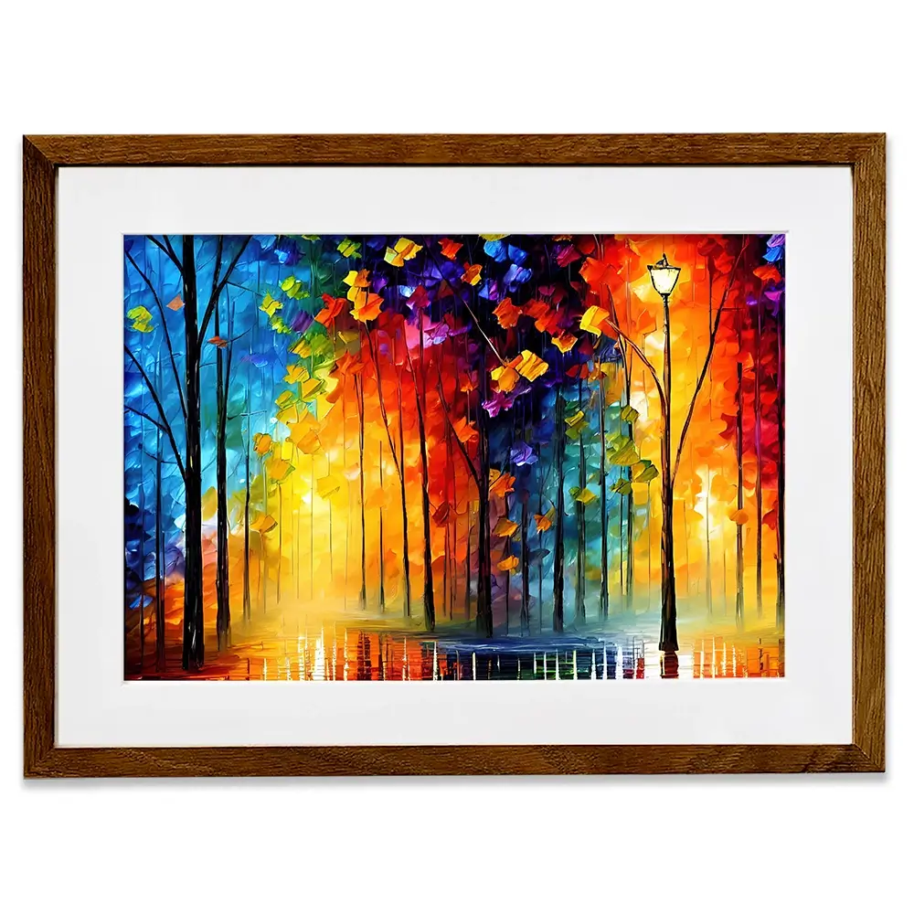 Rainbow Glow Nights Framed Art Print Rainbow Glow Nights Framed Art Print wall art product Kolokolchi / Shutterstock