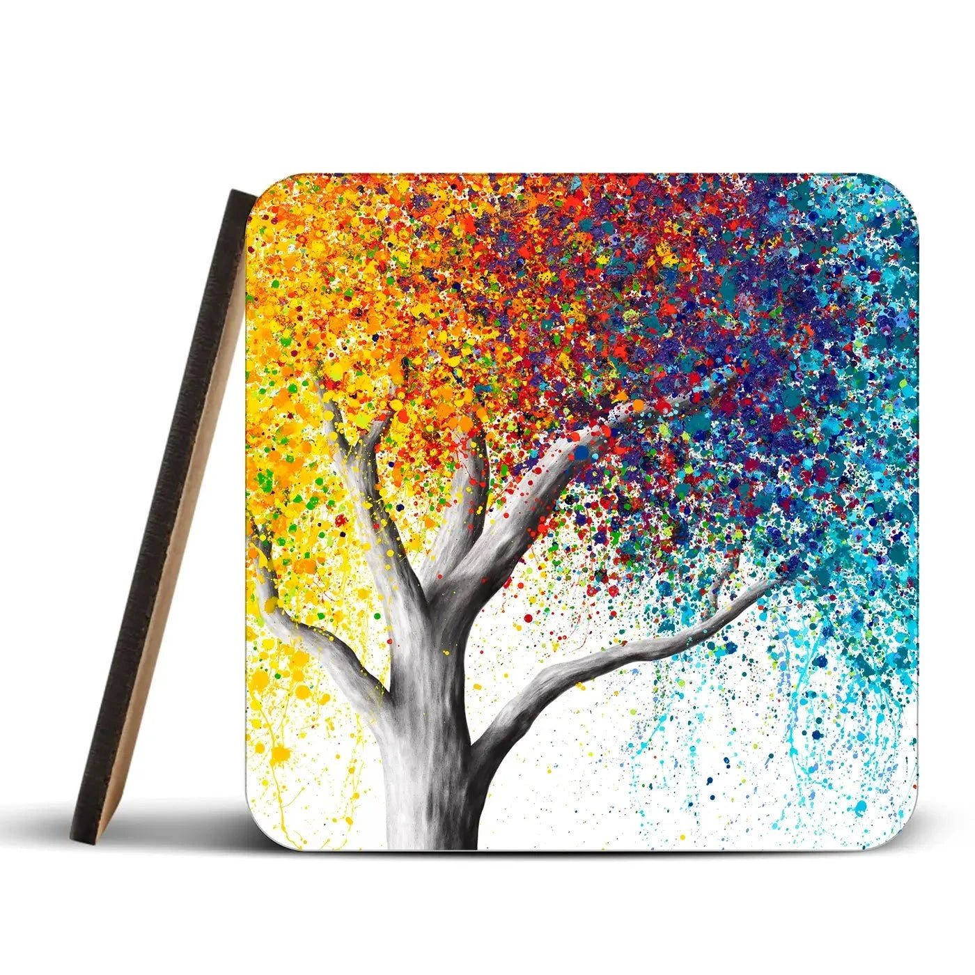 Rainbow Rollicking Tree Coaster Set Rainbow Soul Tree Coaster Set | Rainbow Soul Tree Art Coasters wall art product Ashvin Harrison