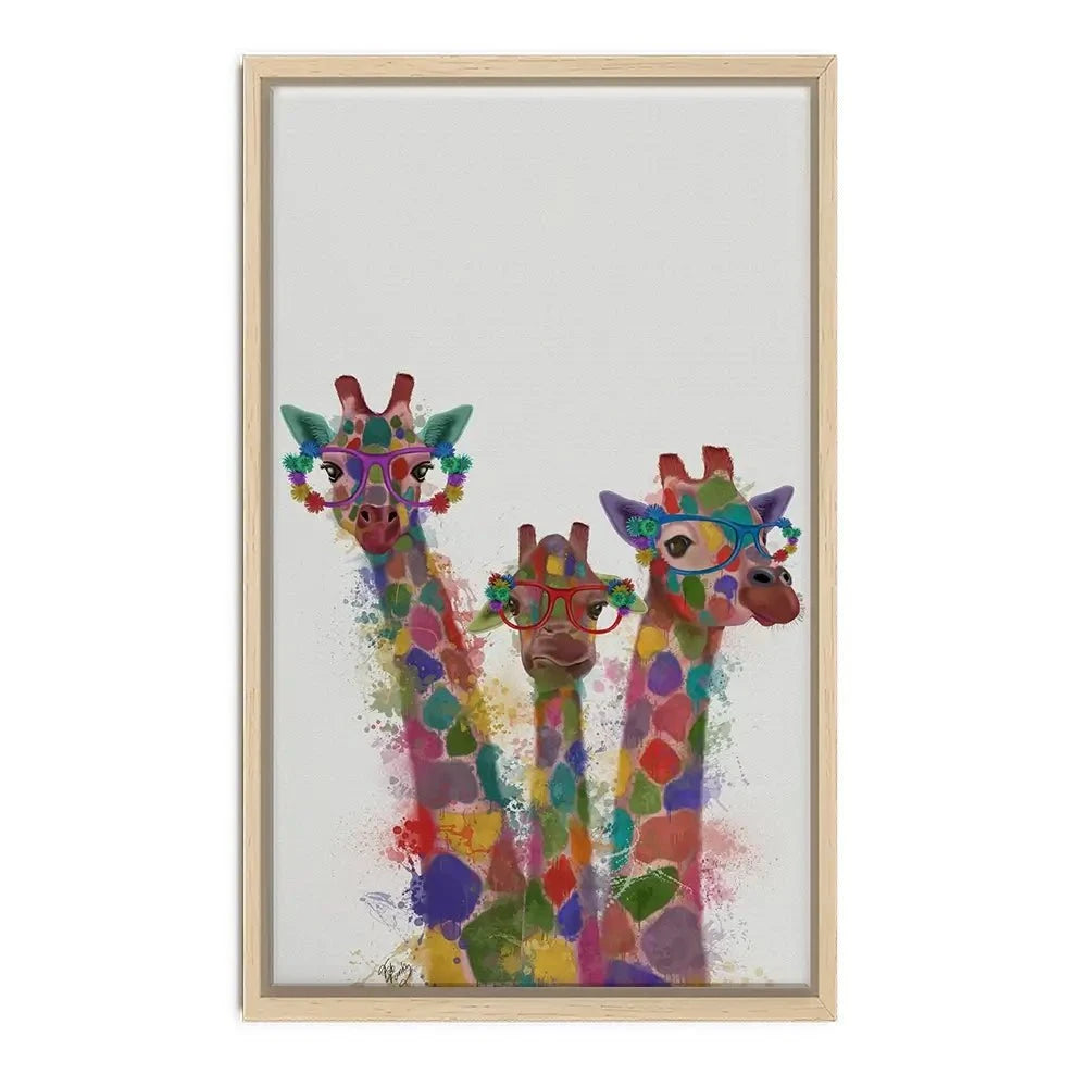 Rainbow Splash Giraffe Trio Canvas Print Rainbow Splash Giraffe Trio Canvas Print wall art product Fab Funky