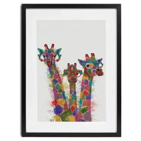 Rainbow Splash Giraffe Trio Framed Art Print Rainbow Splash Giraffe Trio Framed Art Print wall art product Fab Funky