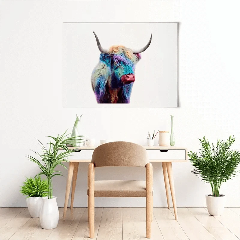 Rainbow Style Highland Cow Art Print Rainbow Style Highland Cow Art Print wall art product Patricia Chumillas / Shutterstock