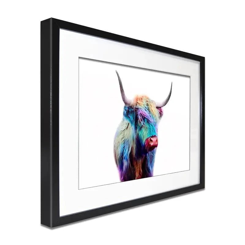 Rainbow Style Highland Cow Framed Art Print Rainbow Style Highland Cow Framed Art Print wall art product Patricia Chumillas / Shutterstock