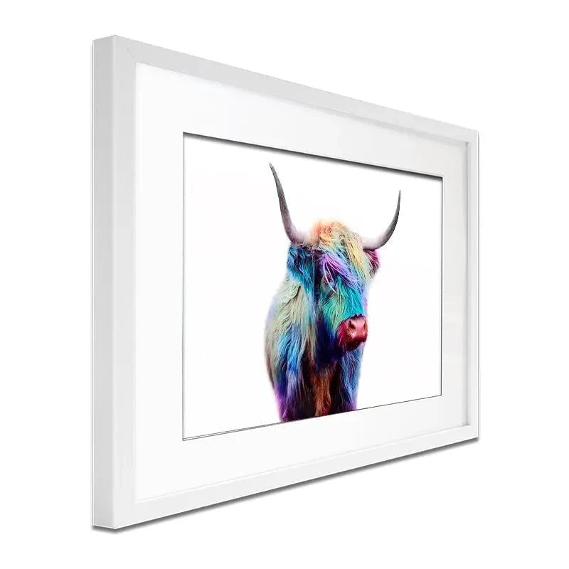 Rainbow Style Highland Cow Framed Art Print Rainbow Style Highland Cow Framed Art Print wall art product Patricia Chumillas / Shutterstock