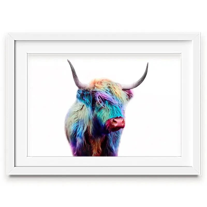 Rainbow Style Highland Cow Framed Art Print Rainbow Style Highland Cow Framed Art Print wall art product Patricia Chumillas / Shutterstock
