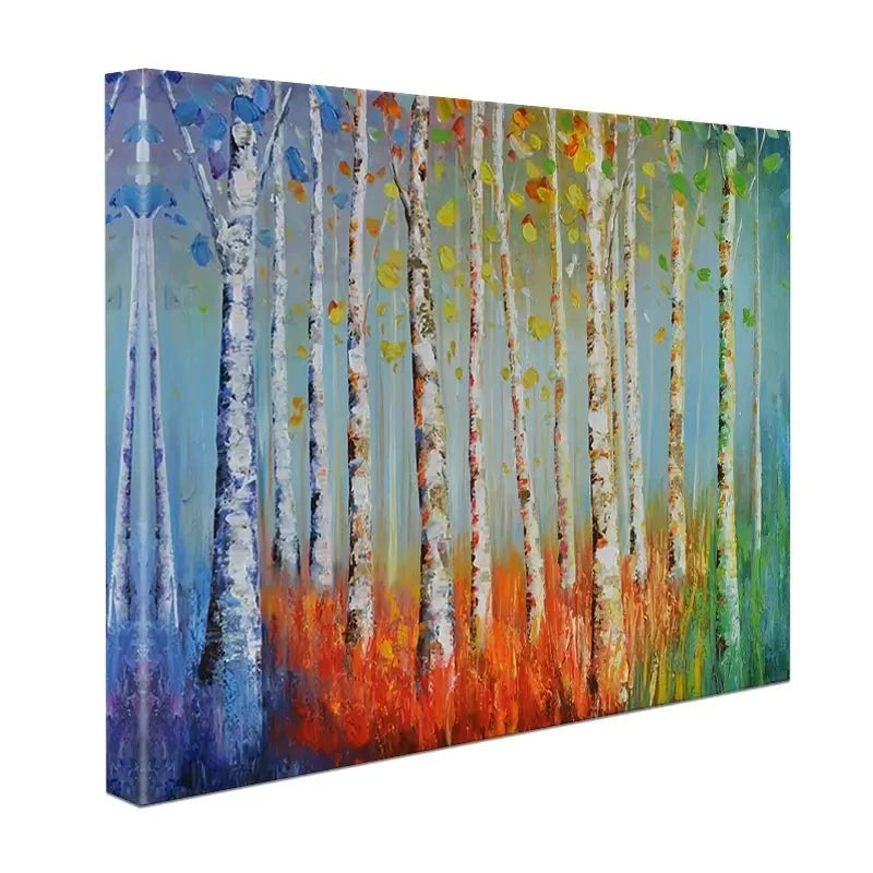 Rainbow Tree Trunks Canvas Print Rainbow Tree Trunks Canvas Print wall art product CHENYU ARTS / Shutterstock