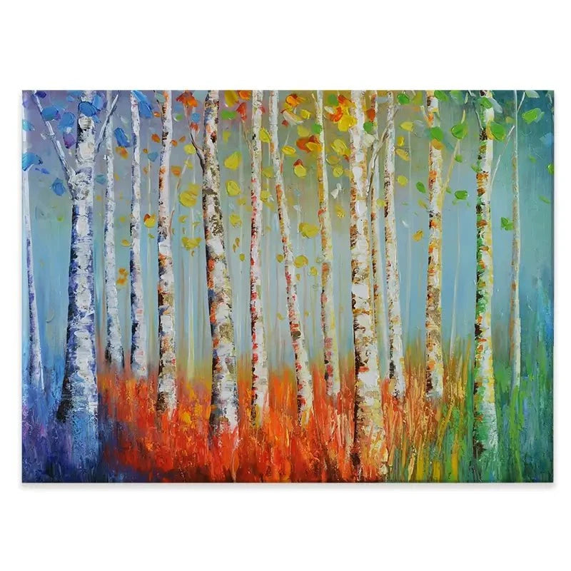Rainbow Tree Trunks Canvas Print Rainbow Tree Trunks Canvas Print wall art product CHENYU ARTS / Shutterstock