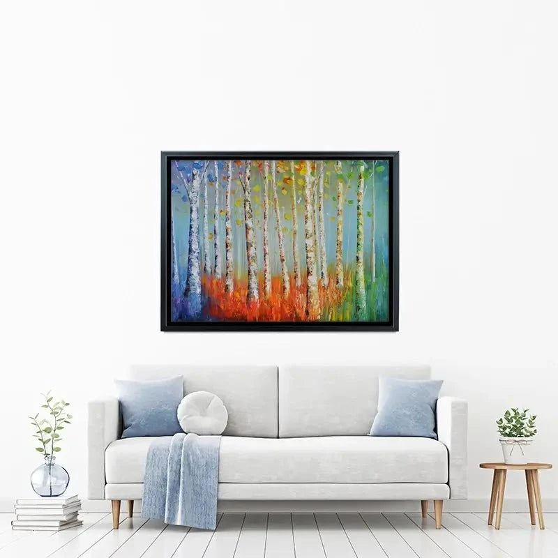 Rainbow Tree Trunks Canvas Print Rainbow Tree Trunks Canvas Print wall art product CHENYU ARTS / Shutterstock