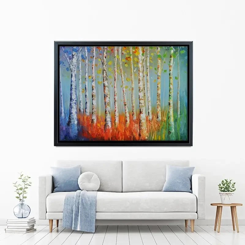 Rainbow Tree Trunks Canvas Print Rainbow Tree Trunks Canvas Print wall art product CHENYU ARTS / Shutterstock