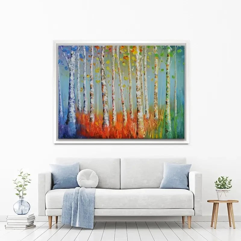 Rainbow Tree Trunks Canvas Print Rainbow Tree Trunks Canvas Print wall art product CHENYU ARTS / Shutterstock